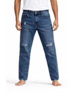 Classic Straight Fit Distressed Blue Denim Jeans