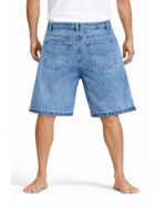 Distressed Light Blue Acid Wash Denim Shorts - Image 3