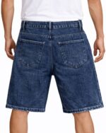 Vintage Indigo Blue Denim Shorts (Distressed Patch Style) - Image 5