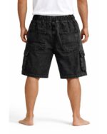 Washed Black Denim Cargo Shorts - Image 3