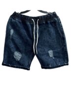 Distressed Blue Denim Drawstring Shorts - Image 4