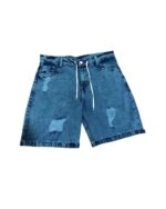 Distressed Light Blue Acid Wash Denim Shorts - Image 4
