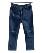 Classic Straight Fit Distressed Blue Denim Jeans - Image 4