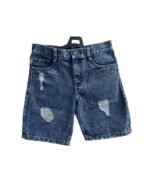 Vintage Indigo Blue Denim Shorts (Distressed Patch Style) - Image 4