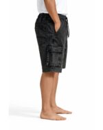Washed Black Denim Cargo Shorts - Image 6