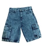 Light Blue Acid Wash Denim Shorts - Image 4