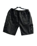 Washed Black Denim Cargo Shorts - Image 5