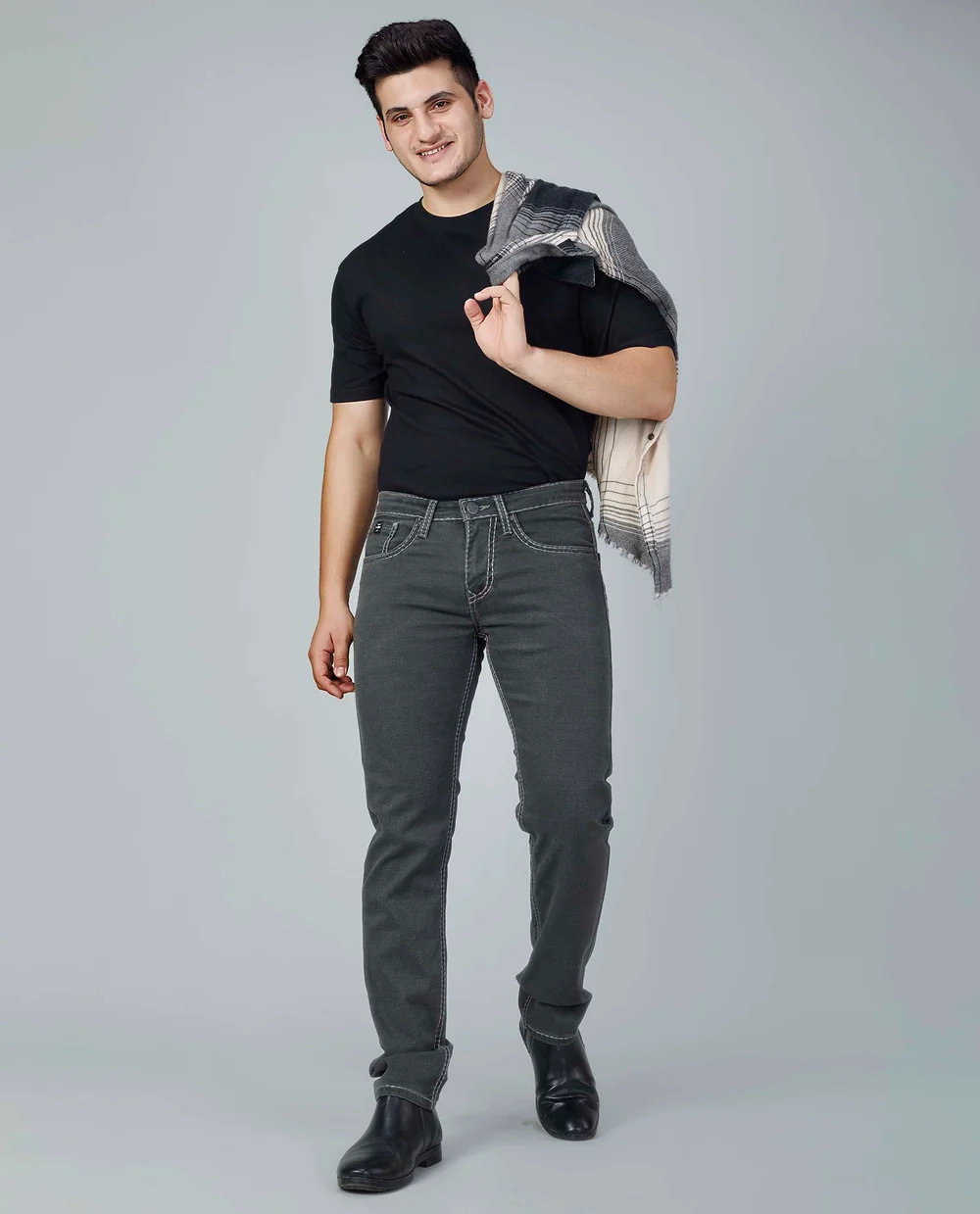 Bootcut Saddle Stitch Khaki Jeans