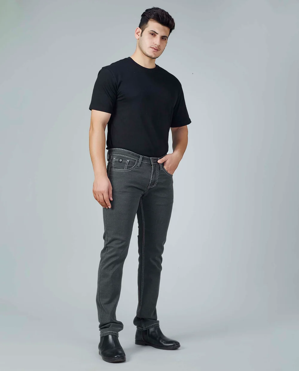 Onyx Black Saddle Stitch Jeans - Image 3
