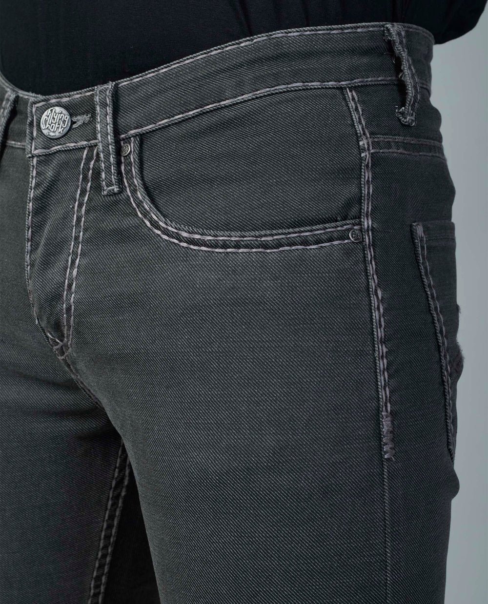 Onyx Black Saddle Stitch Jeans - Image 4